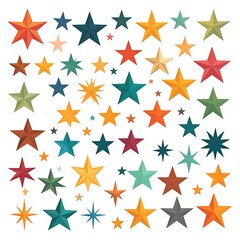 Obraz premium A colorful array of stars on a white background