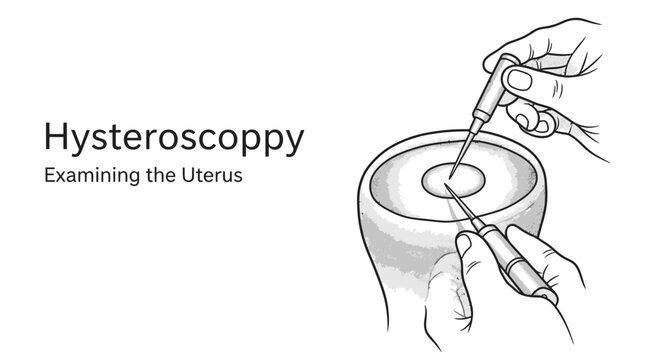 Hysteroscopy medical procedure illustration for examining the uterus anatomy