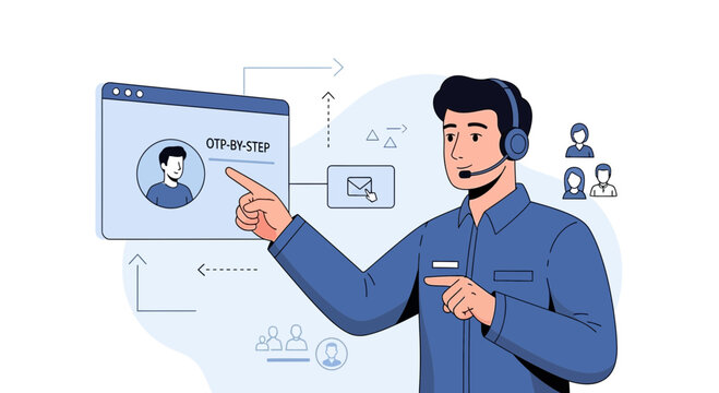 Customer service agent giving online OTP verification step-by-step instructions