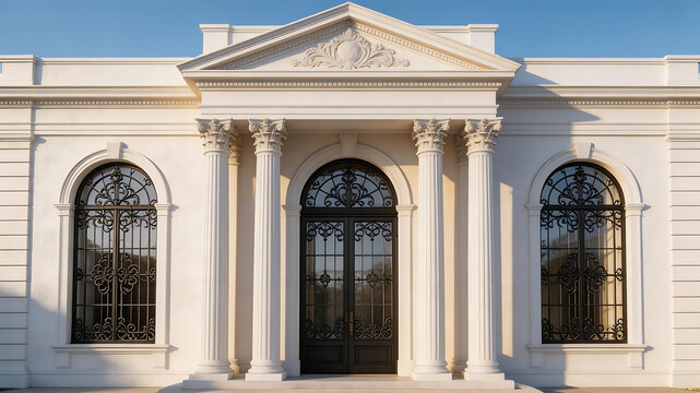 Classical white building facade ideal for travel vlogs and eco-friendly campaigns