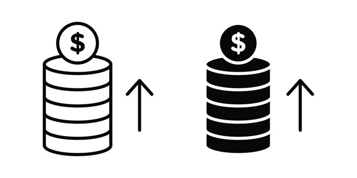 Money increase Icon concept editable stroke outline. flat vector illustration.