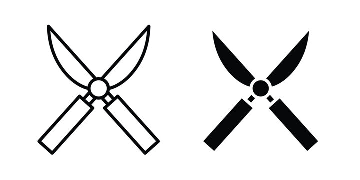 Pruning shears icon concept editable stroke outline. flat vector illustration.
