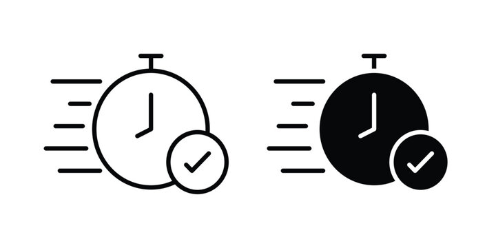 Quick approval icon concept editable stroke outline. flat vector illustration.