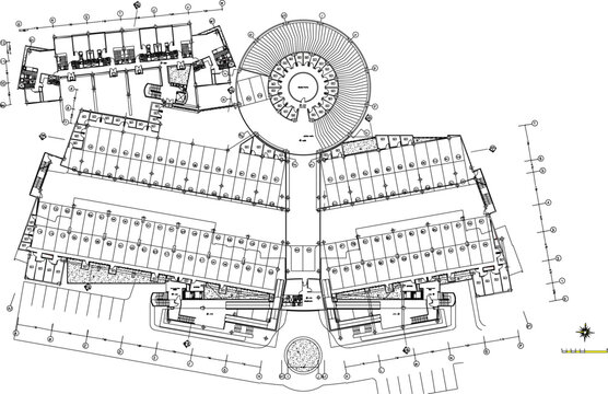 Vector sketch illustration of a silhouette design of a site plan layout plan for a supermarket mall with a scale of dimensions
