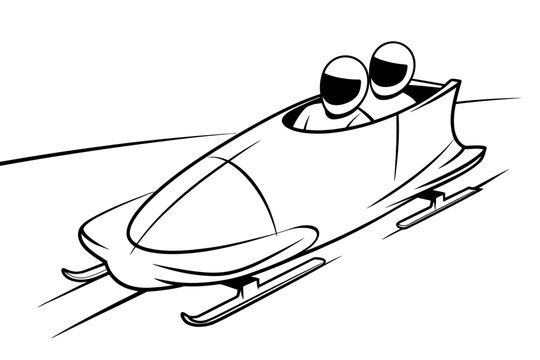 Bobsled team racing down an icy track in a highspeed winter sport competition