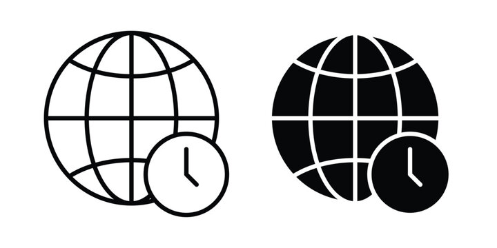 Time zones icon concept editable stroke outline. flat vector illustration.