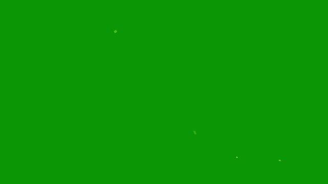 Double burst of confetti. Gold Festive Confetti Explosions Fall On a green Background Realistic Birthday Party Raining Glitter, Christmas Social Media Motion Design Element With Alpha Channel. 4K
