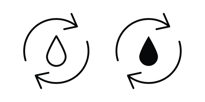 Water recycling icon concept editable stroke outline. flat vector illustration.