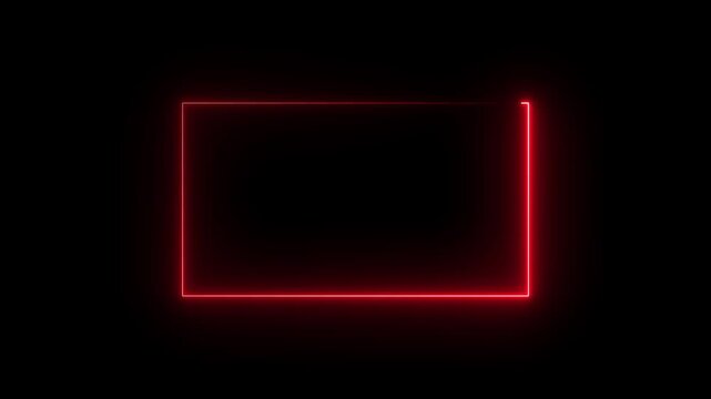 Glowing neon rectangle border frame in the shape rectangle. Neon abstract red color rectangle box and image, video frame. Luminous banner animation. red color neon box icon. 