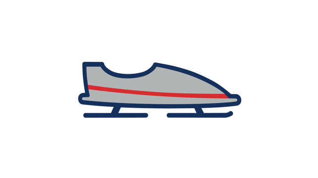 Aerodynamic bobsled racer vector graphic, colorful linear winter sports illustration of a high-speed icy track vessel, minimalist bobsleigh icon isolated on clean white background.