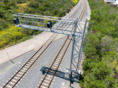 Aerial View of Railroad Wayside Signal for NCTD Sprinter Rail Line
