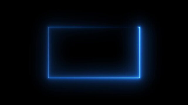 Glowing neon rectangle border frame in the shape rectangle. Neon abstract red color rectangle box and image, video frame. Luminous banner animation. cyan color neon box icon. 