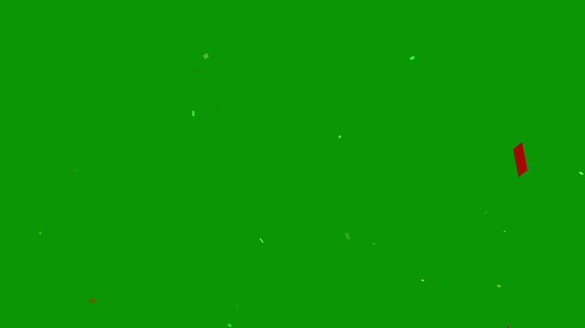 Motley confetti pop animation falling down, birthday party colorful confetti raining down On green Background, Realistic Double Burst For New Year Invitation, Party Video or christmas celebration. 4k