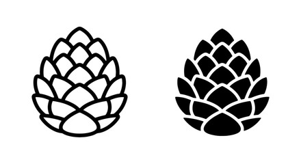 Pine Cone Icon Set, Nature Symbol Vector Graphics, Forest Element Outline and Silhouette © Jabed