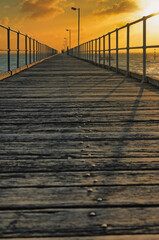 Fototapeta premium Wooden Pier at Sunset in Ceduna, Australia