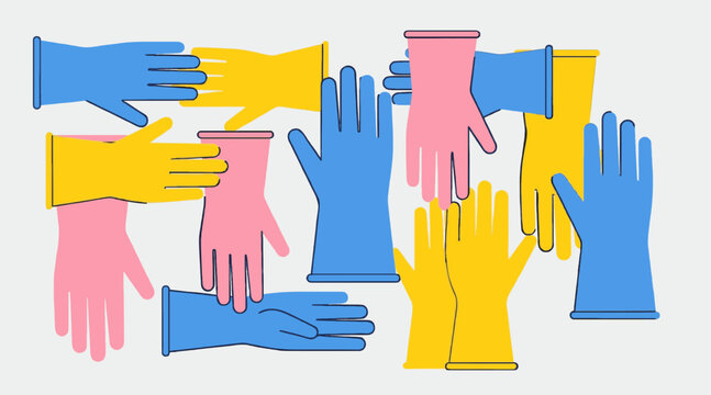Set of Colorful Rubber Gloves