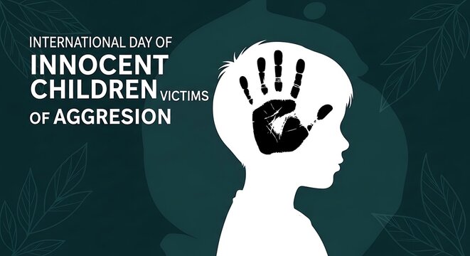 International day of innocent children victims of aggression poster with silhouette of a child