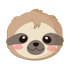 Obraz premium Adorable Cartoon Sloth Head Illustration with a Gentle Smile and Sweet Pink Cheeks