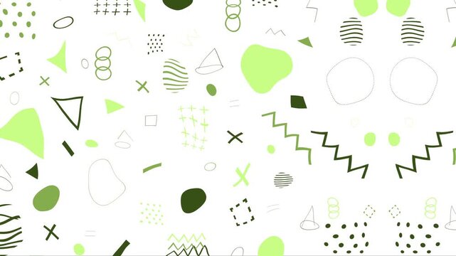 Seamless geometric pattern with hand-drawn science and math symbols on white background
