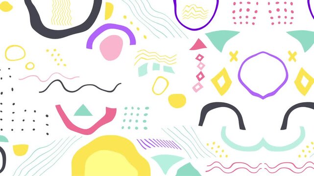 Colorful abstract geometric shapes and lines pattern on white background