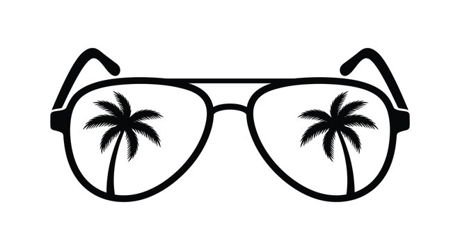 sunglasses with palm tree reflection silhouette high quality