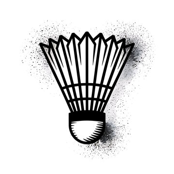 badminton shuttlecock with splatter effect on white background