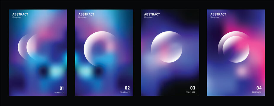Set of futuristic abstract posters. Minimalist Abstract white spheres for creative graphic design.