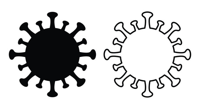Coronavirus cell structure design black and white silhouette