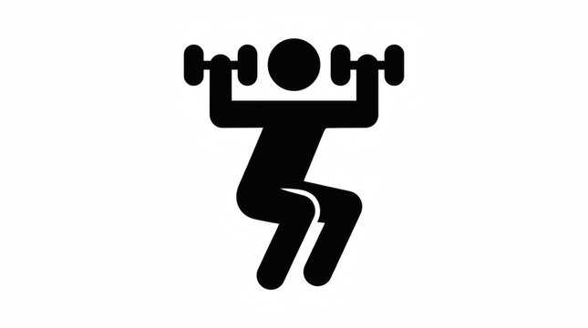 Dynamic workout icon portraying a person performing a dumbbell squat, emphasizing strength training, fitness, and a vigorous active lifestyle, inspiring healthy exercise routines