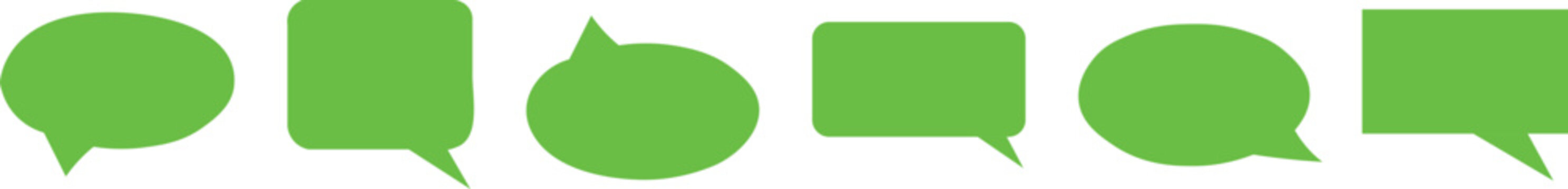 Collection of green speech bubbles in various shapes and sizes for communication and dialogue illustration  isolated on transparent background