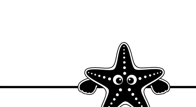 Cute Starfish Character Hanging On Line