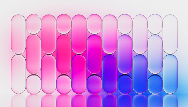 3D pastel capsule array with soft gradient and clean reflection