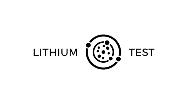 Lithium Test Medical Icon with Atom and Cell Symbol Illustration