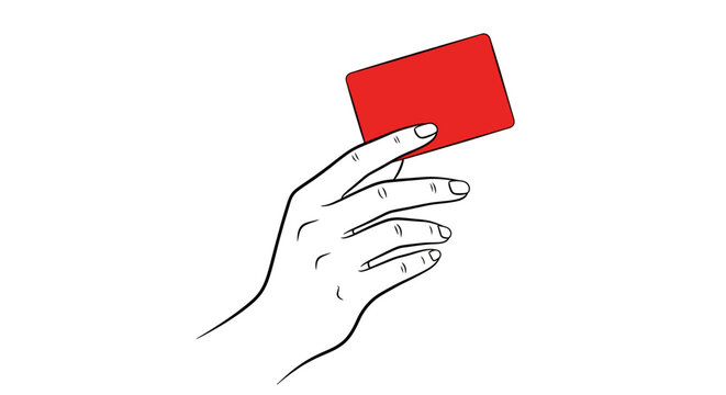 Hand holding a red card.