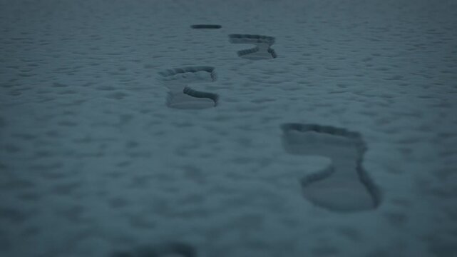 animated footsteps on a bumpy textured snow surface