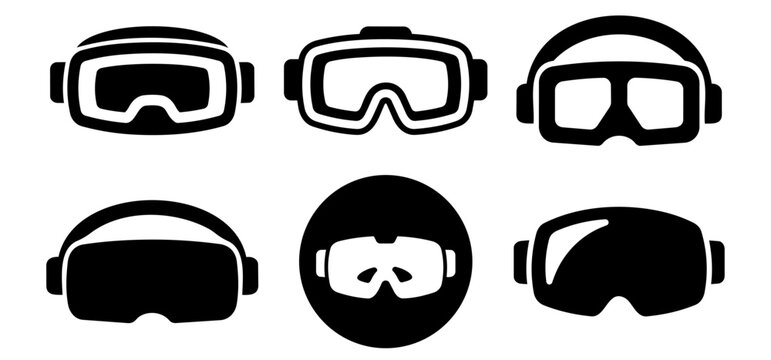 Virtual reality goggle icon set for metaverse, gaming, and simulation