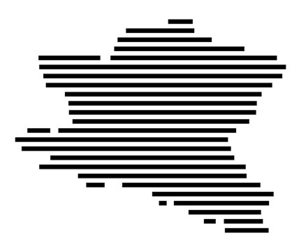 Symbol Map of the Kreisfreie Stadt Ansbach (Bayern, Germany) showing the county with a pattern of just a few black lines