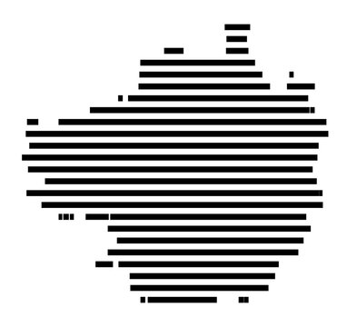 Symbol Map of the Landkreis Forchheim (Bayern, Germany) showing the county with a pattern of just a few black lines