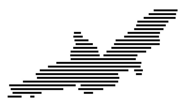 Symbol Map of the Kreisfreie Stadt Landshut (Bayern, Germany) showing the county with a pattern of just a few black lines