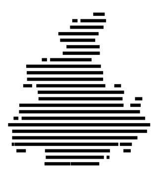 Symbol Map of the Kreis Rhein-Kreis Neuss (Nordrhein-Westfalen, Germany) showing the county with a pattern of just a few black lines