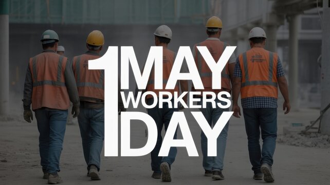 Group Of Construction Workers Celebrating May Day On Urban Site