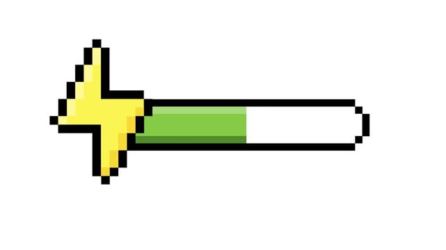 Pixel Art Game Energy Bar with Lightning Bolt Indicator Graphic