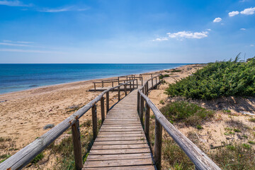 Fototapeta premium The Spiaggia della Madonnina Beach view in Maruggio Town (near Taranto, Puglia)