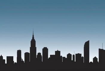 Obraz premium Silhouette of a modern city skyline shrouded in morning mist