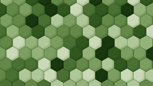 Green Hexagon Geometric Background Pattern with Abstract Honeycomb Mosaic Design, Modern Hexagonal Tile Texture Wallpaper for Technology, Digital, Nature and Corporate Backdrop
