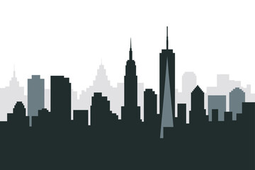 Fototapeta premium City skyline silhouette vector illustration with real estate, tall buildings vector illustration