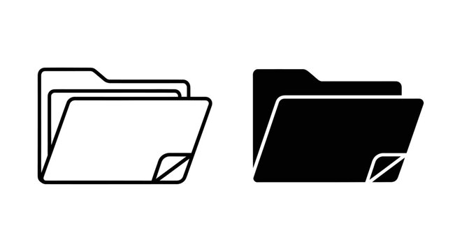 File folder icon set for document organization and data storage