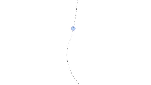 Travel gps pointer location dot animation with dotted line path from start to end