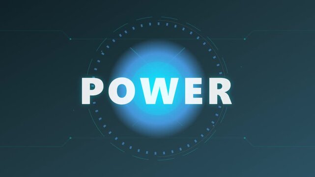 Power Word Animation with Glowing Blue Circle on Dark Background.