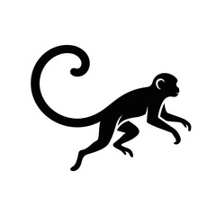 Black silhouette of a monkey. © noxy